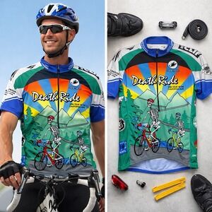 2004 Death Ride Markleeville CA Skeleton Cycling Jersey Squadra USA Y2K Medium